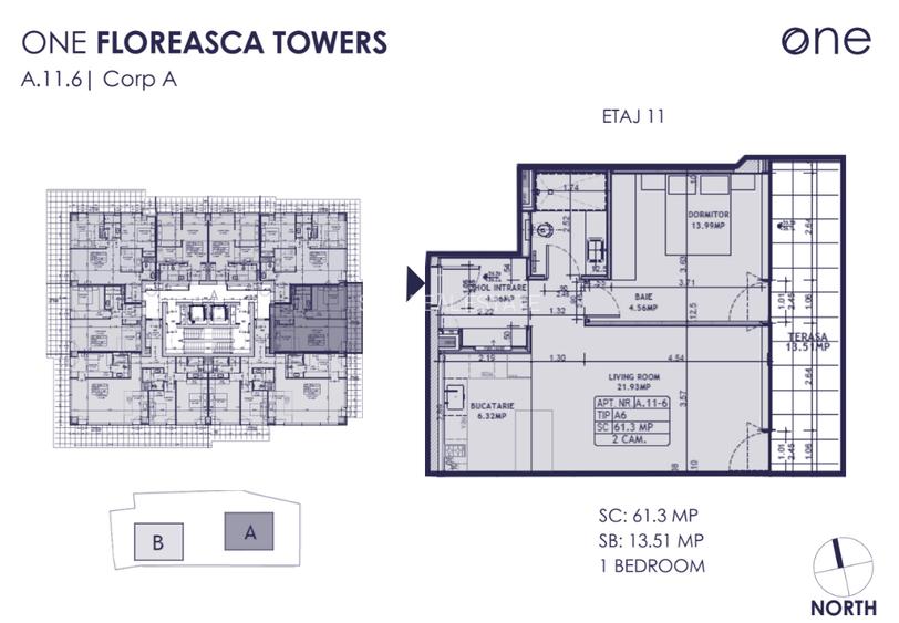 2 CAMERE DE VANZARE // ONE FLOREASCA TOWERS - 1