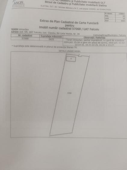Teren de vanzare in Comuna Falcoiu sat Cioroiu str Linia veche nr 39