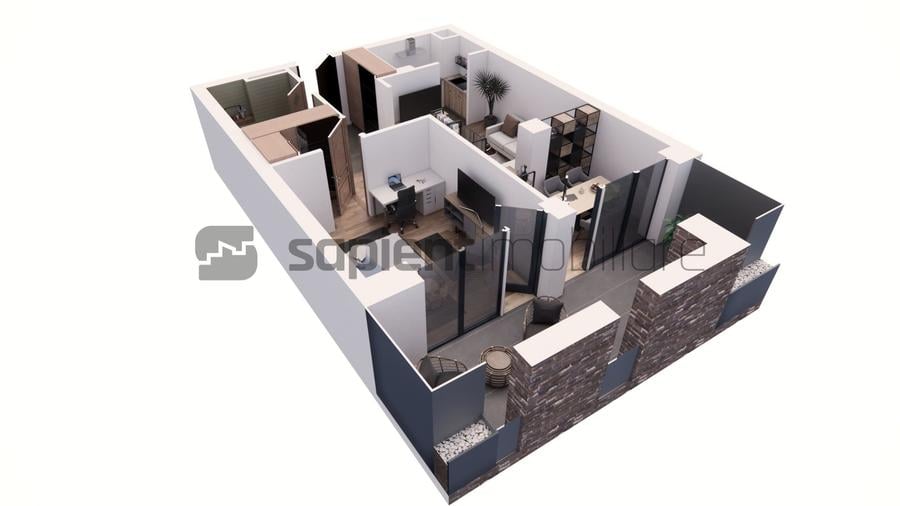De vânzare apartament 2 camere, ultracentral, semifinisat