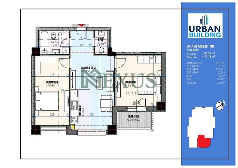Apartament nou de vânzare cu 3 camere, Urban Building