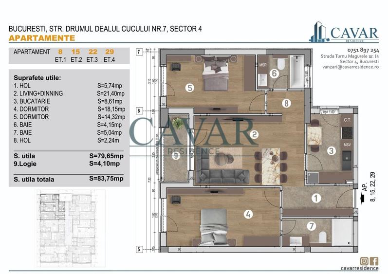 Proiect Nou Cavar Residence 3 Camere 2 Bai 83 mp