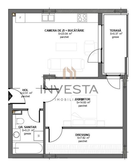 Apartament 2 camere cu balcon, etaj intermediar, bloc nou, Floresti - 1
