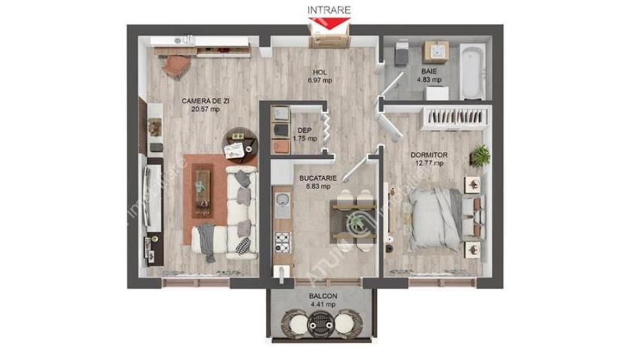 Apartament 2 camere decomandate balcon parcare in Selimbar Sibiu