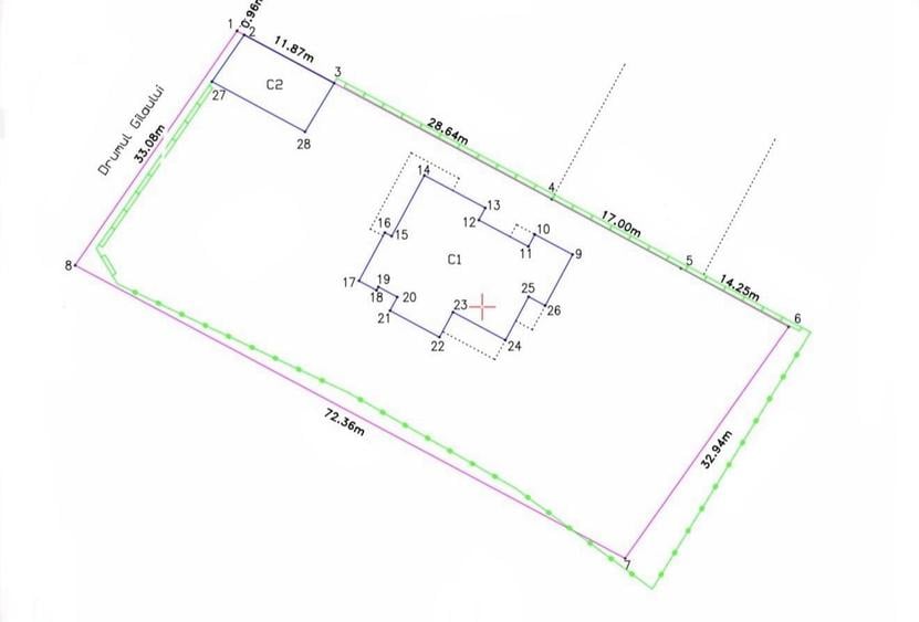 Berceni – Teren 2.381 mp, deschidere 33,08 m - construcție pe teren