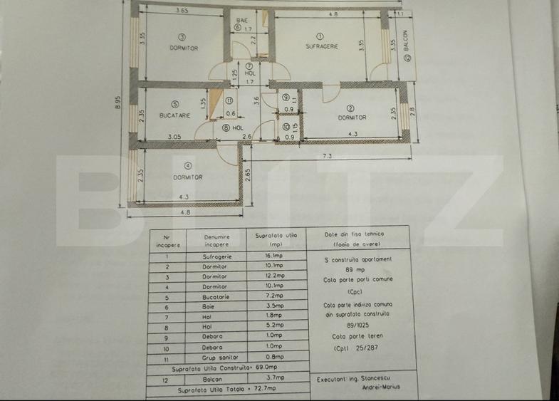 Apartament 4 camere, 69 mp, zona Aleea Trandafirilor