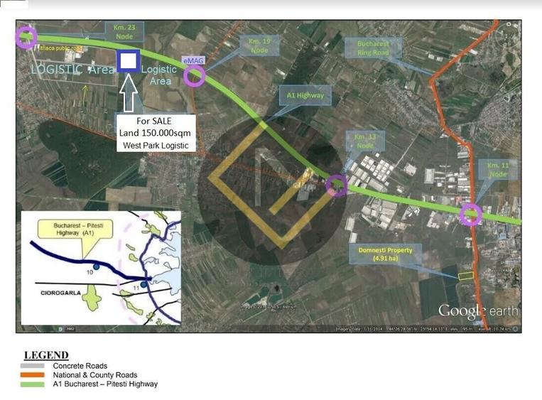 Autostrada A1 km23 acces A0 teren 10 HA -75 HA Logistic MOBEXPERT utilitati