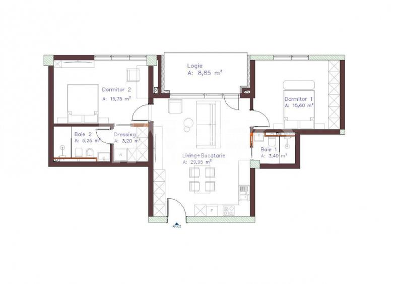 Apartament cu 3 camere bloc nou de vanzare in Centru - 1