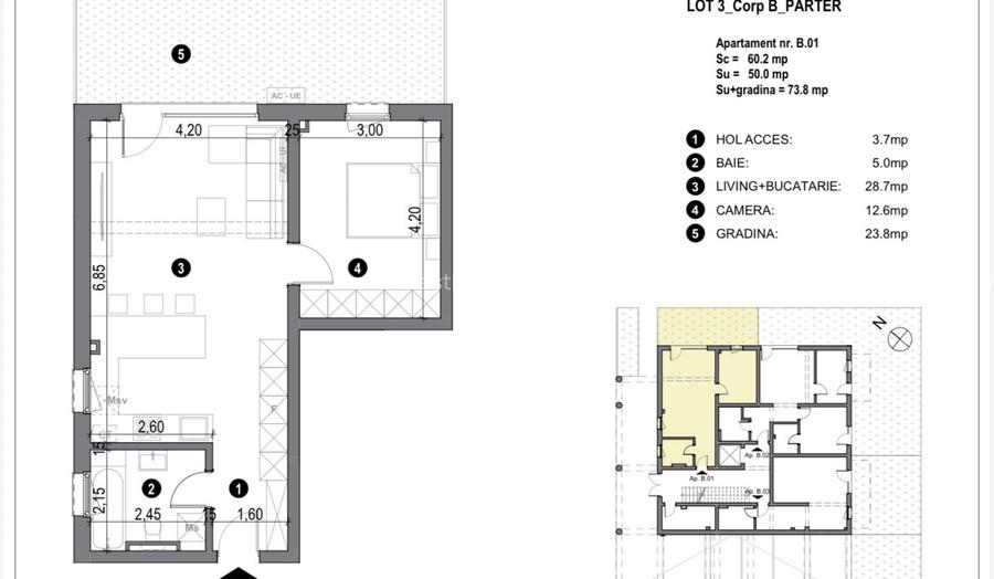 COMISION 0%-Apartament 2 camere, 50 mp utili cu GRADINA 24 mp - 7