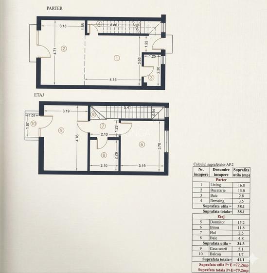 Triplex 3 camere 75mp | 0 comision | Otopeni Odai | mobilat utilat | 30mp curte - 3