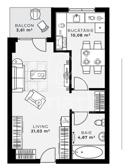 Apartament 1 camera Soporului 1 , finisat, garaj  - 8