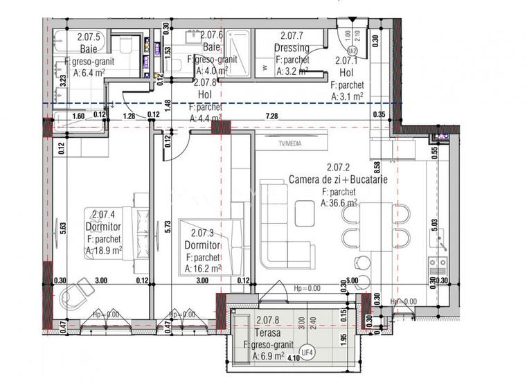 Apartament 3 camere | 92.8 mp | balcon 6.9 mp | parcare | C-tin Brancusi