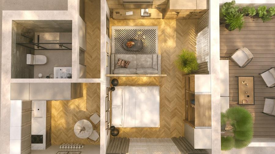 REA1029297 Studio Modern cu Terasa Impresionanta