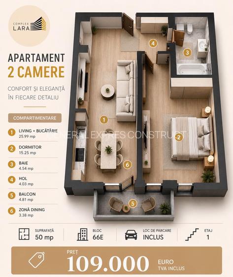Apartament 2 camere OTOPENI.Mobilat+Utilat Complet! - 7