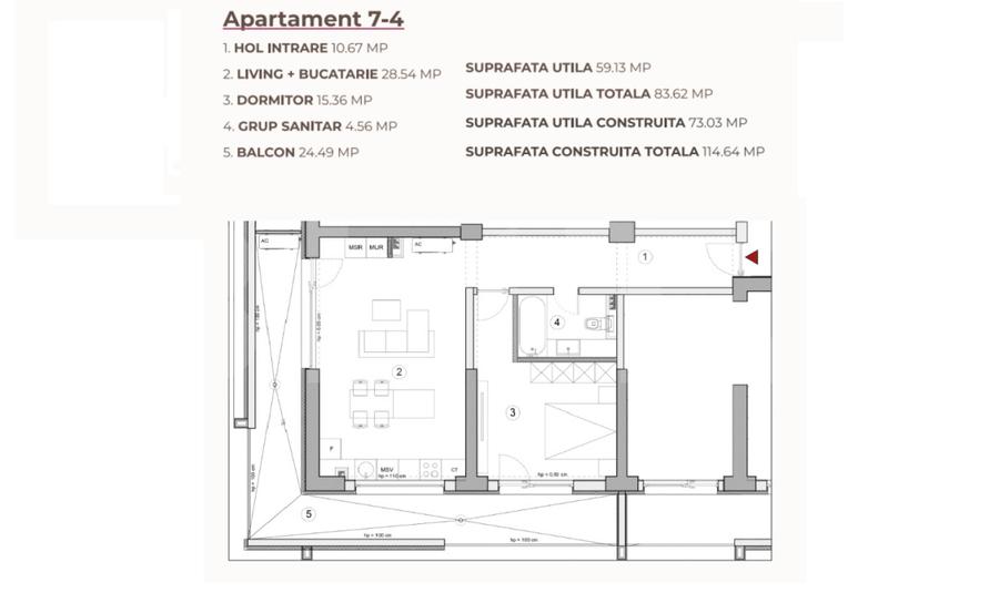 Apartament 2 camere, 83.62 mp, ansamblu 0% Comision Achiziție, Calea Severinului