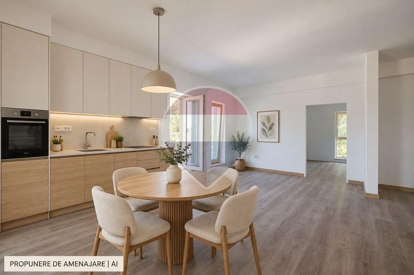 Apartament nou cu 3 camere și balcon de 12,09 mp | Tractorul