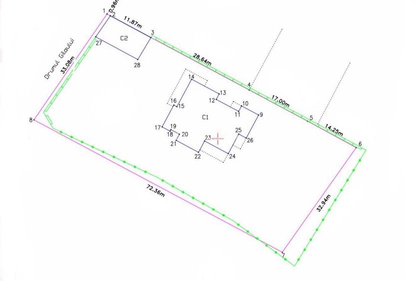 Berceni – Teren 2.381 mp, deschidere 33,08 m - construcție pe teren