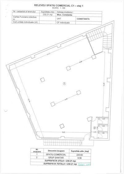 Spațiu comercial de închiriat P+1 – 464 mp, open space, Zona Casa de Cultură