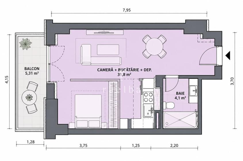| Apartament cu 2 camere | One High District |