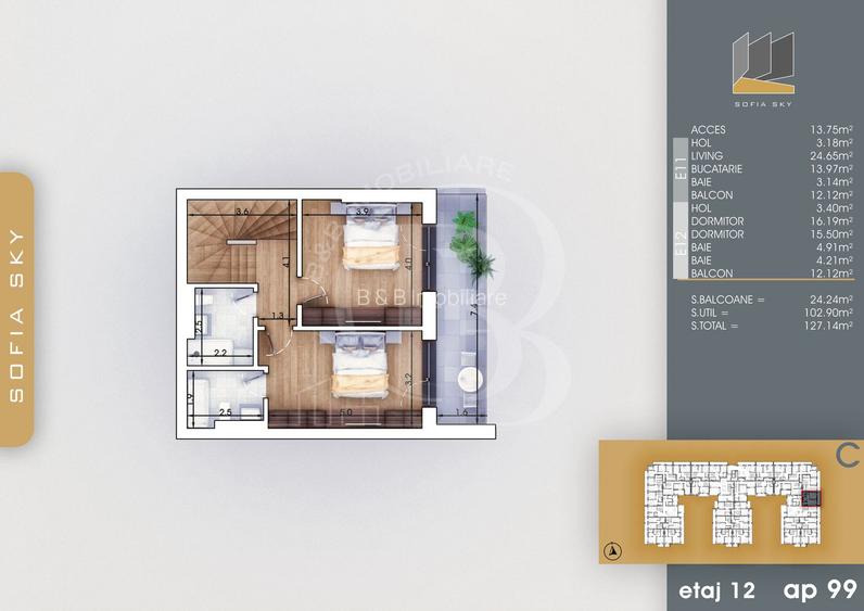 Apartament 3 camere mari cu scara interioara | 7min metrou Teclu - 2