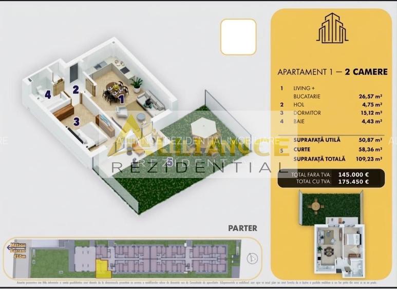 5 MINUTE M. BERCENI - 2 CAMERE + CURTE - 109 mp - 175.450eur - 5