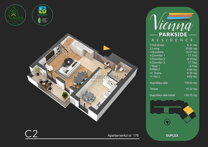 Apartament excelent tip duplex, 4 camere + terasa - Bd.Metalurgiei