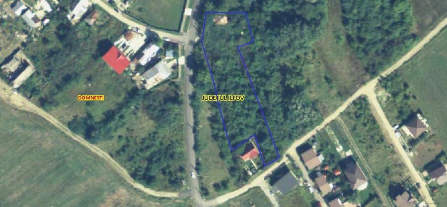 Teren Domnesti/Teghes, 3.126 mp, casa demolabila, dubla deschidere, comision 0%