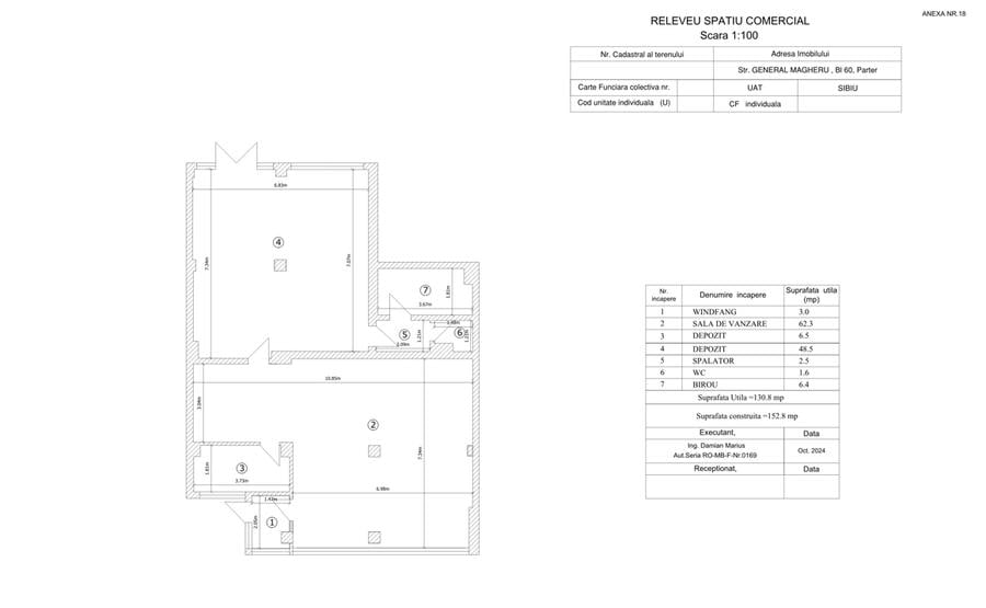 Spatiu comercial de inchiriat, jud. Sibiu, Str. General Magheru bl.60, parter