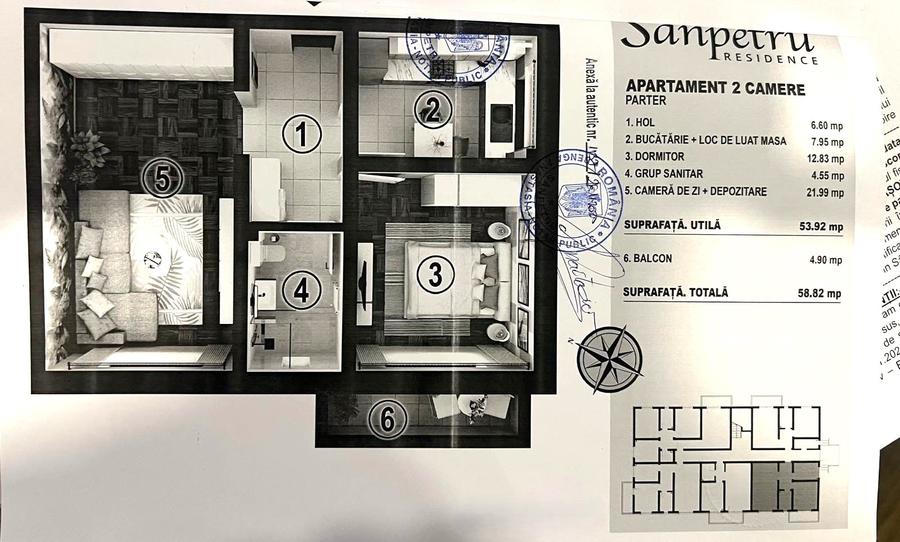 Apartament-2-Camere-Decomandat-54mp-Utili-Balcon-5mp-Parcare-Sanpetru-Residence