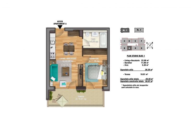Studio semidecomandat, etaj 8, New Times Residence, parcare - 10