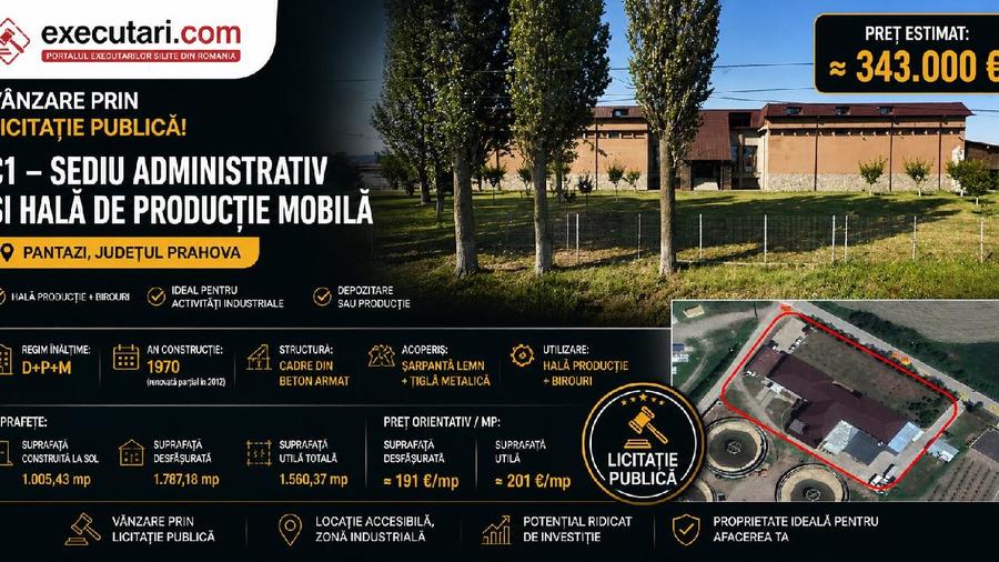 Constructii + Teren 4.591 mp, sat Pantazi, com.Valea Calugareasca