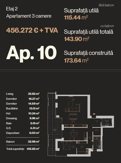 Iancu Nicolae | Apartament 3 camere 143 mp- Imobil Boutique | Predare Septembrie
