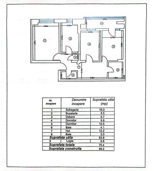 Apartament cu 3 camere, etaj 7, mobilat si utilat, VASLUI - zona GARA;