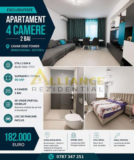 | Apartament 4 Camere | 2 Bai | Cavar Odei Tower | Brancoveanu