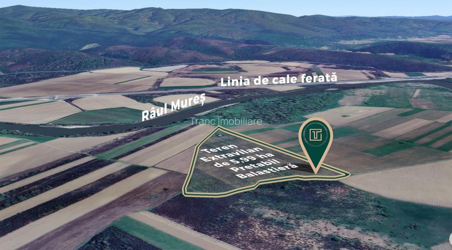 Teren extravilan de 5,99 ha la 200 m de Mureș, ideal pentru balastieră în Ususău - 2
