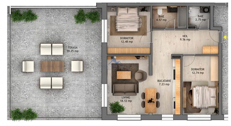 Penthouse 3 camere \ terasa 59,25 mp \ Sibiu - Selimbar
