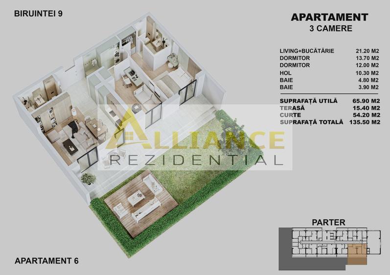 APARTAMENTE NOI CU CURTE PROPRIE | STR. BIRUINTEI I METROU