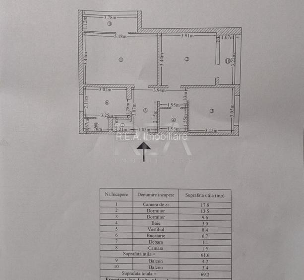 3 camere- decomandat- 69,2 mp- Bloc Anvelopat- Doua balcoane- Teius/Rahova - 12