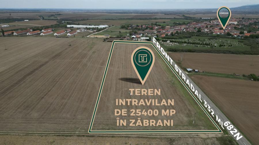 Teren intravilan de 25400 mp cu potențial excepțional pentru investiție în Zăbra