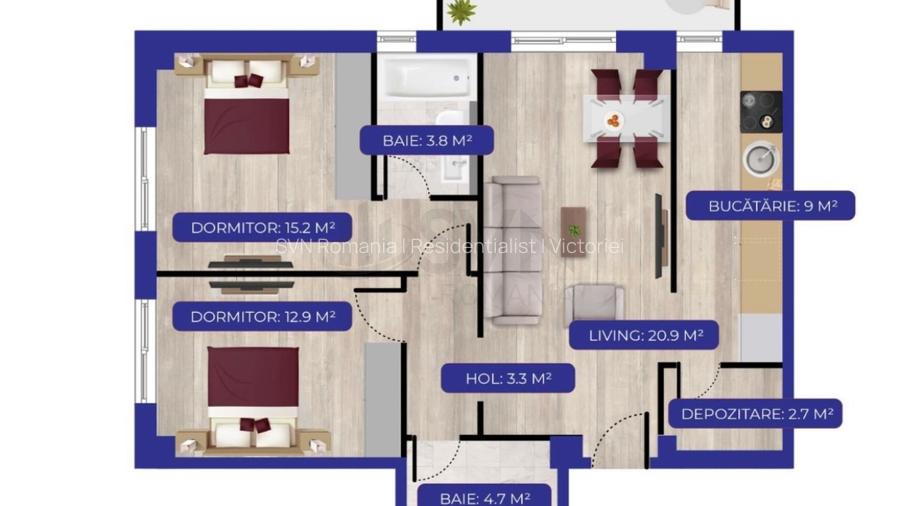 REA1021502 Apartament 3 camere Aviatiei Nord - 2