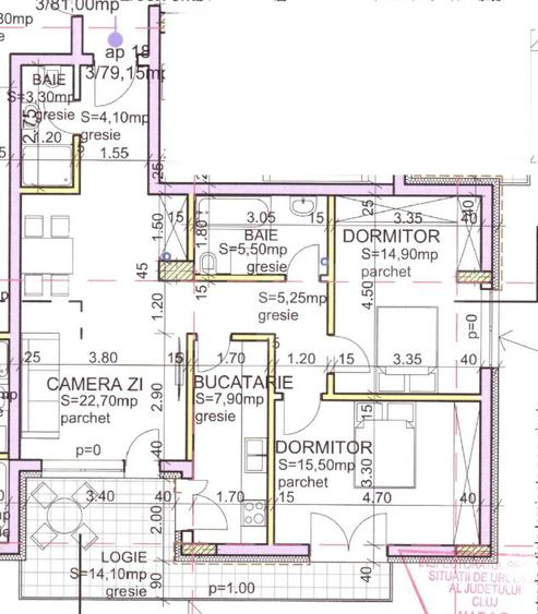 Apartament 3 camere, 2 bai, 92 mp, terasa 14 mp, zona Andrei Muresanu