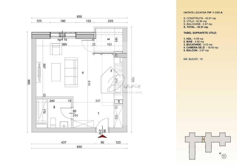 Garsoniera 36 mp Obor High Garden East I Veranda Mall I B2B I Com 0% - 7