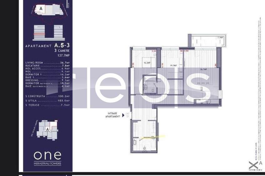 APARTAMENT EXCLUSIVIST 3 CAMERE I ONE HERĂSTRĂU TOWERS |