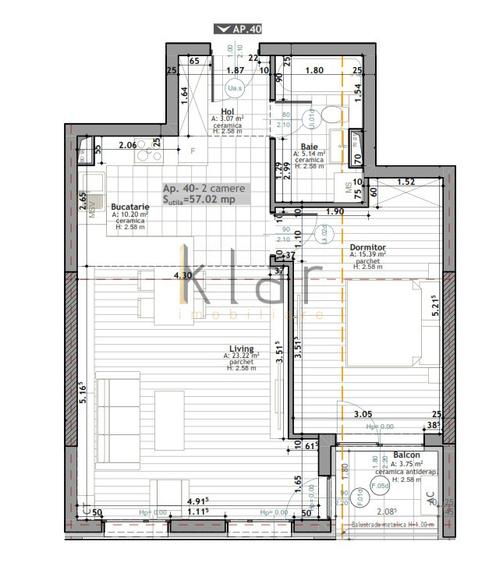 Apartament 2 camere 57mp,balcon, bloc nou, Scala Frunzisului