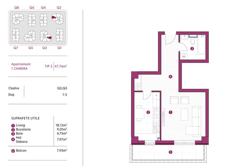 Apartament 1 camera 48 mp, bloc nou, TVA 21% inclus, avans minim 15%