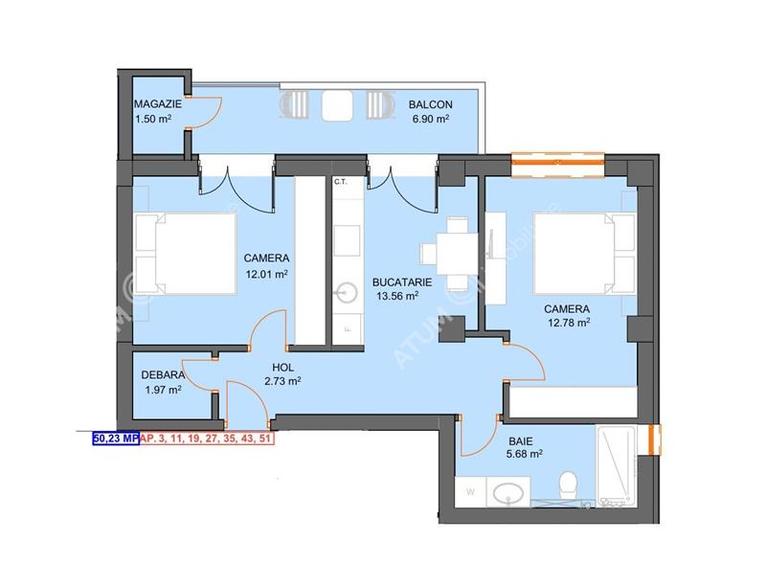 Apartament cu 2 camere etajul 1 cu loc de parcare zona Doamna Stanca