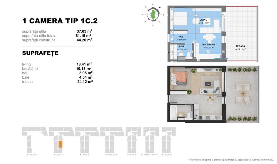 Garsoniera TIP 1C2 in Complex Doi Cocosi Residence - 2