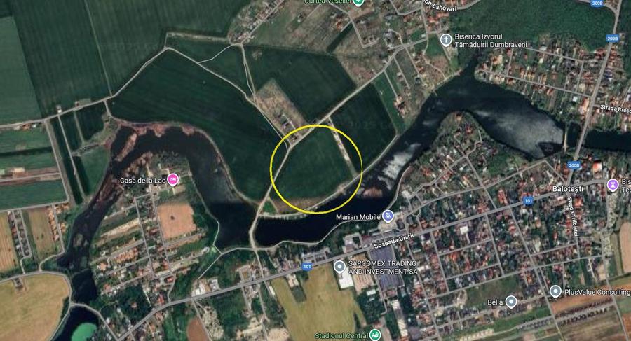 Teren intravilan Balotesti / 5.000 mp / D: 18 m / langa lac / comision 0%