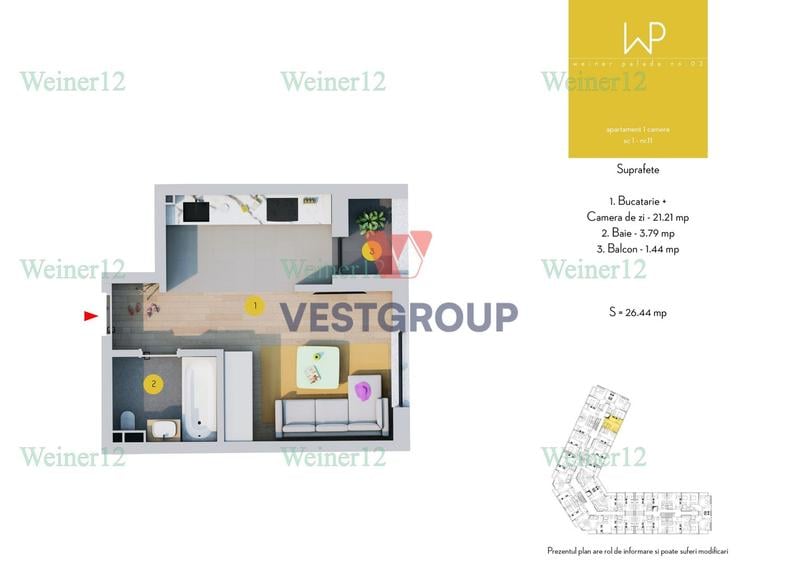 Garsoniere Direct Dezvoltator Proiect Weiner2 Militari TVA 21% inclus VestGroup
