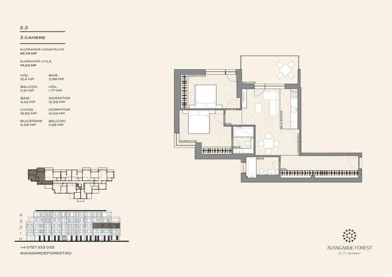 Apartament 3 Camere | 3m Înălțime | Ferestre Floor-to-Ceiling - AVANGARDE FOREST