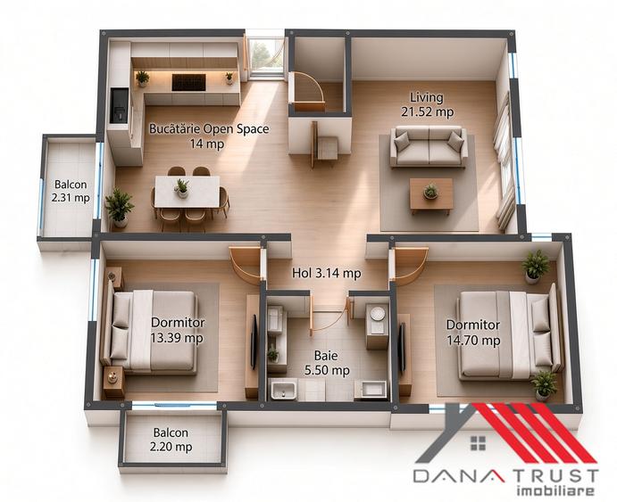 GIroc – Zona Jupiter – 77 mp utili – Complet mobilat si utilat – Curte Privata